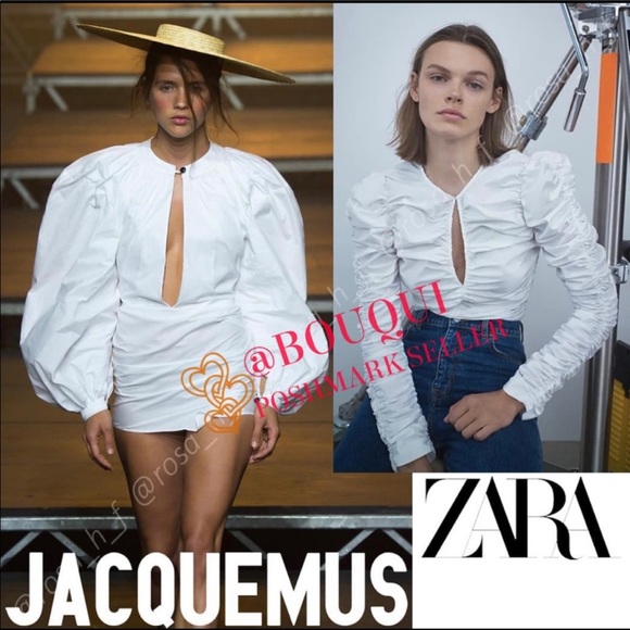 Zara white ruched poplin top - Picture 4 of 10